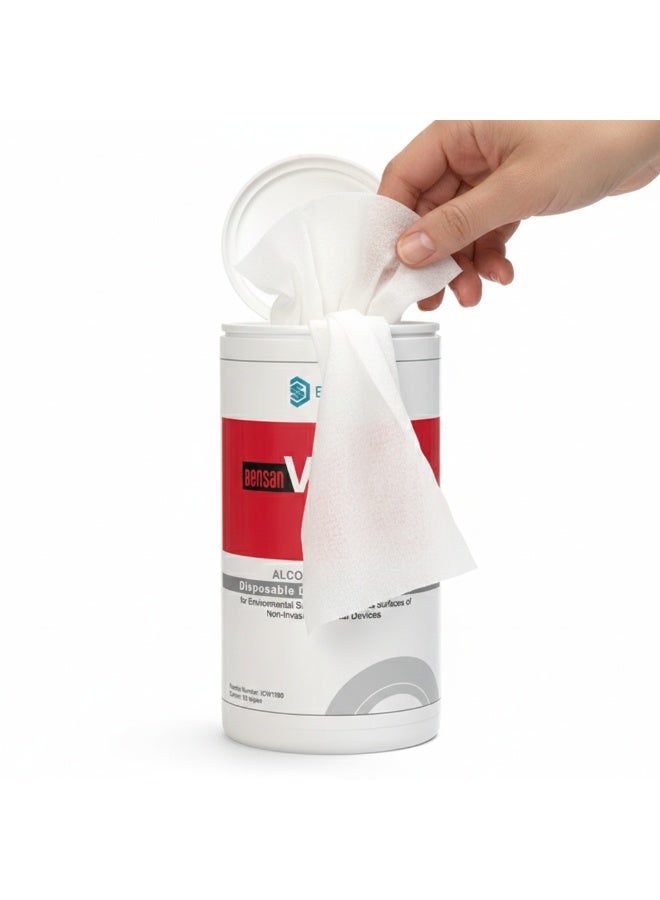 فاليو مناديل القيّمة - مناديل مطهرة للاستخدام مرة واحدة، تحتوي على الكحول، للأسطح والأجهزة الطبية - 80 منديلًا - Image 2